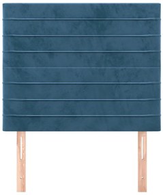 Cabeceira de cama 2 pcs veludo 90x5x78/88 cm azul-escuro