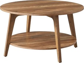 Mesa de Centro VASAGLE, Mesa de Centro Redonda de 2 Andares com Armazenamento, para Sala de Estar, 80 x 45 cm, Fácil de Montar, Marrom Mel LCT243K41