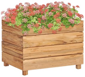 vidaXL Vaso/floreira 50x40x38 cm madeira de teca reciclada e aço