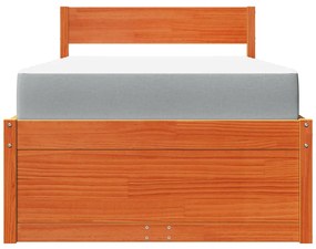 Cama com gavetas e colchão 90x200 cm pinho maciço castanho-mel