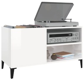 Armário p/ discos 84,5x38x48 cm deriv. madeira branco brilhante