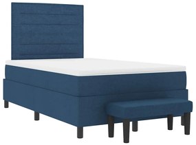 Cama Box Spring com Colchão e Banco Azul 120x190 cm Tecido
