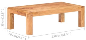 Mesa de centro 110x60x35cm acácia maciça c/ acabamento a mel