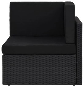 8 pcs conjunto lounge de jardim c/ almofadões vime PE preto