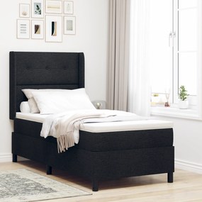 Cama Box Spring com Colchão e LED Preto 90x200 cm Tecido