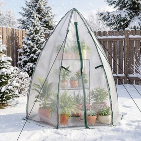 Mini estufa portátil 160 x 139 x 182 cm PE com porta com fecho e janela de rede para proteção no inverno Transparente