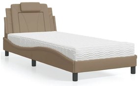 vidaXL Cama Viana com colchão 90x200 cm couro artificial cor cappuccino
