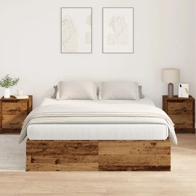 Estrado de cama com arrumação em madeira antiga 150x200 cm