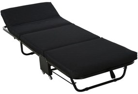 Cama Dobrável "Host" com Apoio de Cabeça Ajustável - Preto - 184x65x26