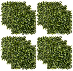 12 peças de painéis de parede de grama artificial de 20 x 20 polegadas para varanda de jardim - verde