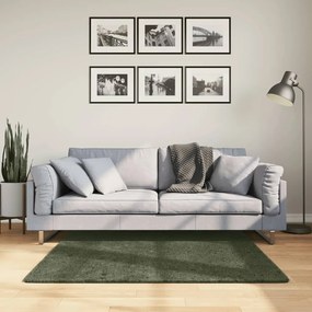 vidaXL Tapete pelo curto macio lavável HUARTE 120x120cm verde-floresta