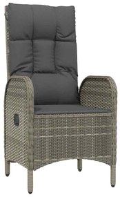 9 pcs conjunto de jantar p/ jardim c/ almofadões vime PE cinza