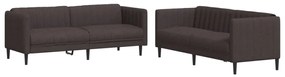 2 pcs conjunto de sofás tecido castanho-escuro