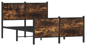 Estrutura de cama sem colchão 120x200 cm metal carvalho fumado