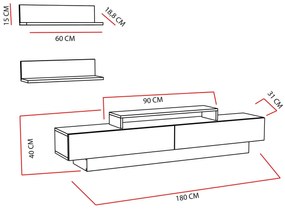 Móvel TV Lucca – Branco – 180x40x31 cm