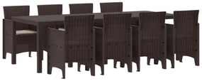 vidaXL Conjunto de Jantar para Jardim 9 pcs Castanho Rattan Polt