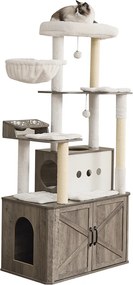 Arranhador de gatos 2 em 1 com cavidade para descansar 80 x 49 x 170 cm cinza-bege