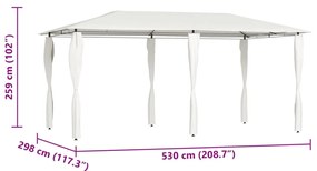 Gazebo 2,98x5,3x2,59 m com capas para postes 160 g/m² cor creme