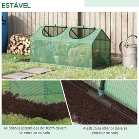 Estufa 119x60x60cm Estufa de Jardim com 2 Janelas Enroláveis para Cult
