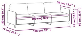 Sofá de 3 Lugares Chloé - Em Tecido - Cor Preto - 198x77x80 cm - Com o