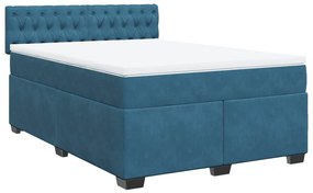 Cama com molas/colchão 140x200 cm veludo azul