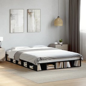 Estrutura de cama 160x200 cm derivados de madeira preto