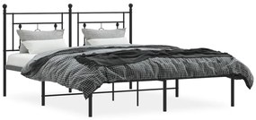 Estrutura de cama com cabeceira 160x200 cm metal preto