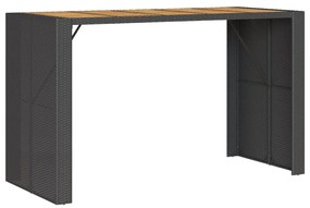 Mesa de bar para jardim com tampo em acácia vime PE preto