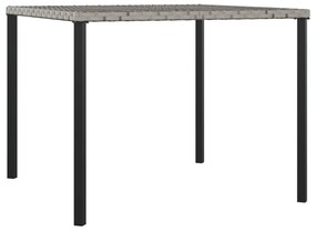 6 pcs conjunto de jantar p/ jardim c/ almofadões vime PE cinza