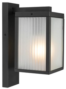 LED Lanterna de parede inteligente para exterior preta com vidro canelado incluindo WiFi A60 - Charlois Moderno