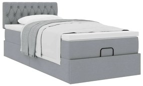 Estrutura cama otomana colchão 90x190 cm tecido cinzento claro