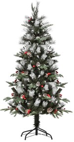 HOMCOM Árvore de Natal Artificial 150cm com 440 Ramas 39 Pinhas e 39 F