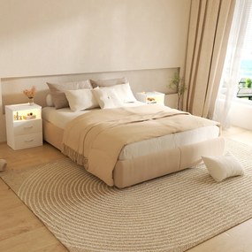 Mesa de cabeceira Jamie com Luz Led 55x40x28 cm branca