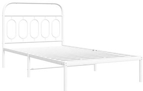 Estrutura de cama com cabeceira 100x200 cm metal branco