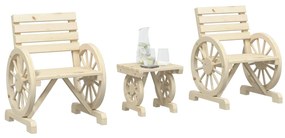 vidaXL 3 pcs conjunto lounge de jardim madeira de abeto maciça