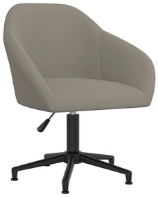 vidaXL Cadeira de escritório giratória veludo cinzento claro