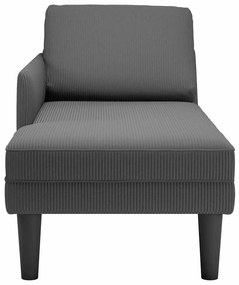 Chaise lounge com almofada tecido corduroy cinzento escuro