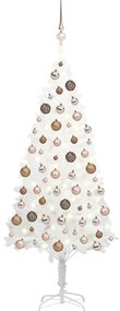 vidaXL Árvore Natal artificial pré-iluminada c/ bolas 150 cm branco