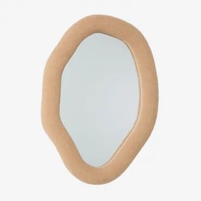 Espelho De Parede Irregular 70x100 Cm Em Borreguito Ceniro Chenille Castanho Trigo - Sklum