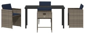 Conjunto de Jantar de Jardim de 5 Peças com Almofadas em Rattan Polipr