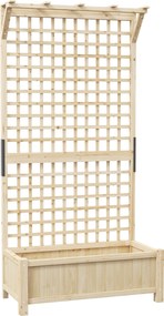 Outsunny Canteiro Elevado com Treliça e Cobertura, Caixa de Plantas, Canteiro de Flores, Resistente às Intempéries, Madeira, 90 x 45 x 183 cm, Madeira natural | Aosom Portugal