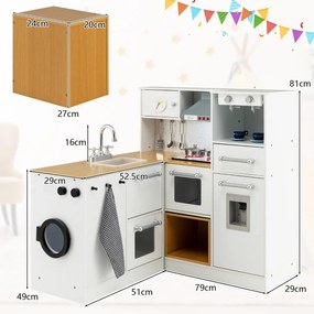 Conjunto de cozinha infantil de 2 peças, brinquedo de madeira para crianças, cozinha com crianças reais, bancada leve, dispensador de café