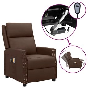 vidaXL Poltrona de massagens elétrica couro artificial castanho
