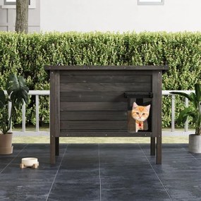 Casa para gatos de madeira para inverno ao ar livre com isolamento de espuma e telhado preto