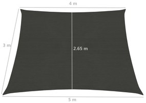 Sunshade Sail 160 g/m² Anthracite 4/5x3 m HDPE
