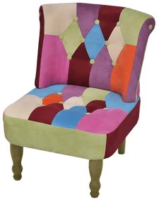 Cadeira francesa de tecido com design de retalhos