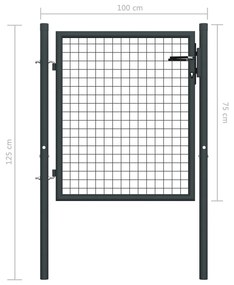 Portão de jardim em rede 100x125 cm aço galvanizado cinzento