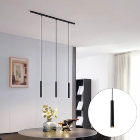 Sistema de iluminação de trilho moderno com 3 pendentes pretos monofásicos - Slimline Keno