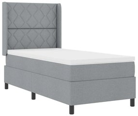 Cama Box com Colchão Cinza Claro 90x200 cm em Tecido