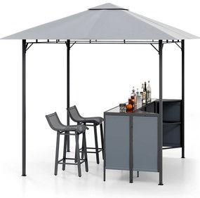 Gazebo com churrasqueira rígida de 248 x 150 cm, teto ventilado e prateleiras laterais - Preto